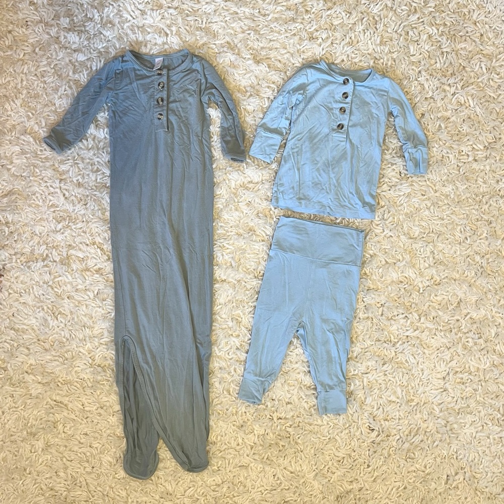 Lou Lou & Company Knotted Gown (Leo) and Top and Bottoms Set (Jude), 3-6 Months